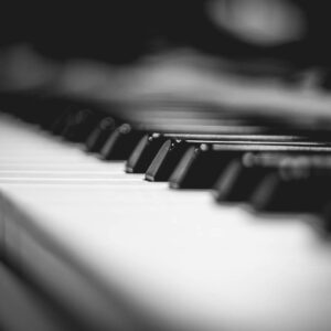 macro photography of piano